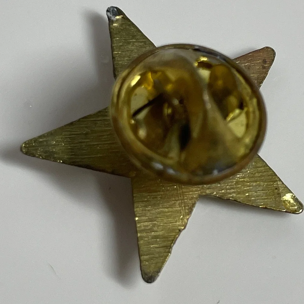 Vintage Gold Star Lapel Pin Unisex Small Textured Five Point Hat Tie Tack